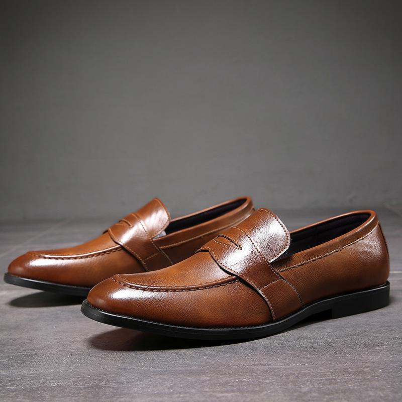 British Style Dress Shoes Men Platform Loafers Casual Business Shoes 2024 Autumn Slip On Leather Shoe for Male Mocasines Hombre