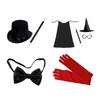 Magician Roleplay Cosplay Costume Outfit Set Halloween Magician Dress Up Top Hat Magic Cape Magic Wand Glasses Gloves