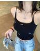 #Early Autumn New Sweet Polished Bow Printed Sling Vest Slim One-piece with Chest Pad To Look Thin