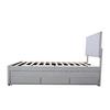 90x200cm Cotton Linen Fabric Storage Bed with Drawers Pull-out Bed Headboard Lines Design Strong Wood Slat Support Bed Home Furniture