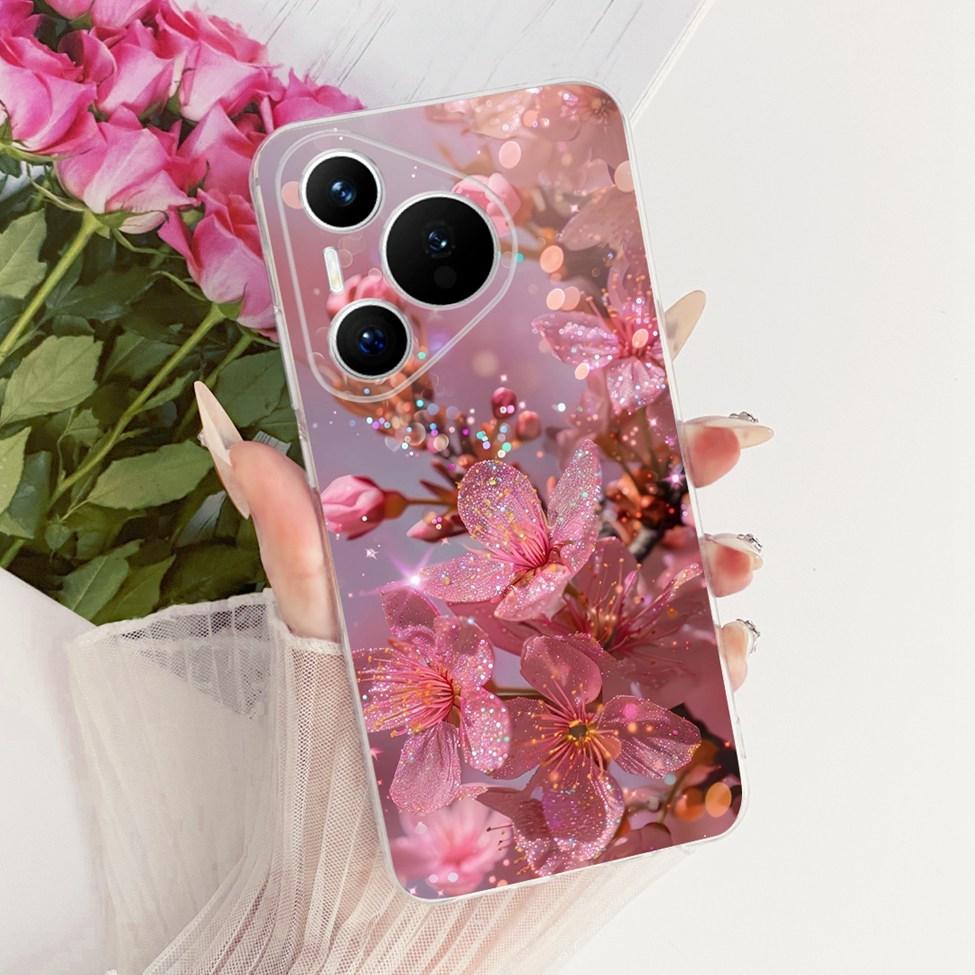 For Huawei Pura 70 Clear Case Aesthetic Luxury Cute Fashion Flowers Funny Painted Casing For Huawei ADY-LX9 ADY-AL00