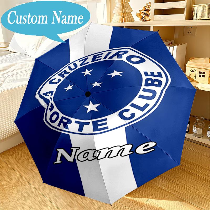 Custom Name Umbrella Cruzeiro FC Crest Umbrella 8-Frame for Travel, Camping, Casual Lightweight Portable, Essential for Family Gifts