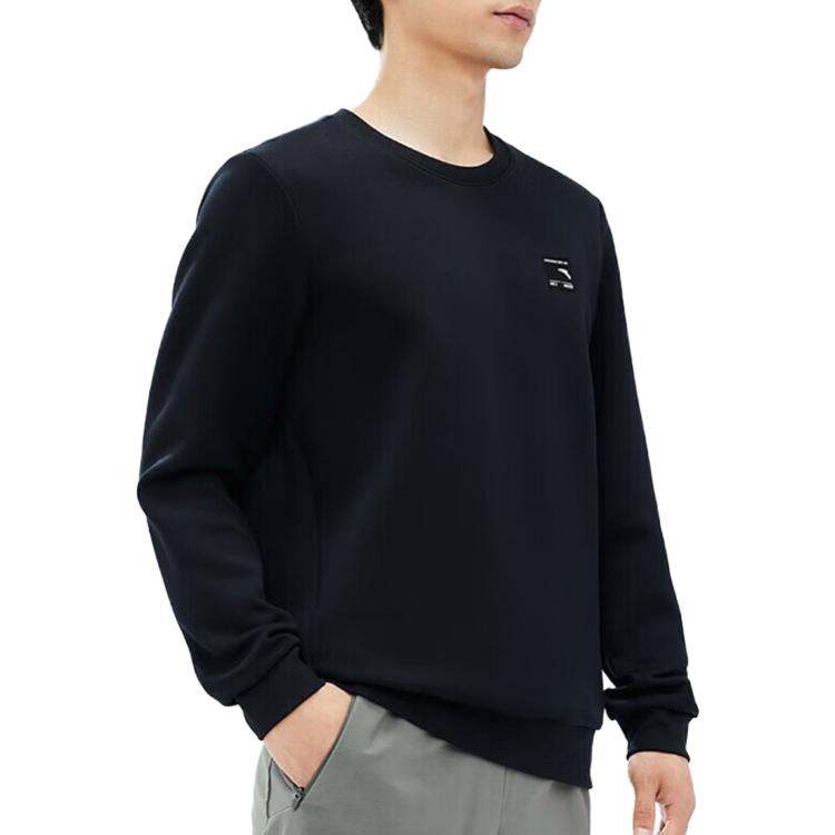 Anta Training Series Logo Print Pullover Casual Sweatshirt Men Sweatshirt Basic-Black 152347742-3