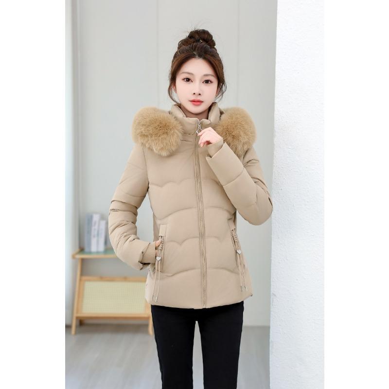 Winter New Cotton-padded Female Slim Women's Cotton-padded Short Fur-collared Cotton-padded Female Warm and Cold-resistant Cotton-padded Jacket