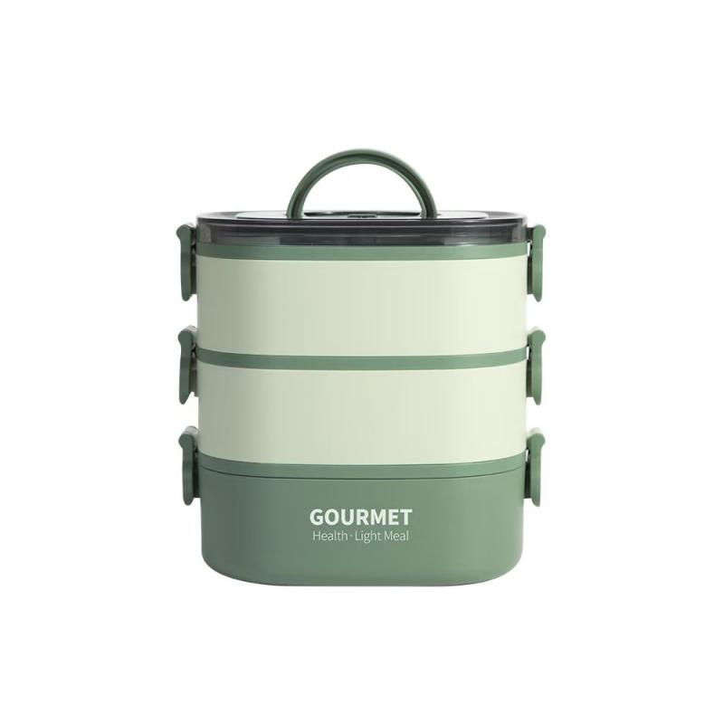 

2000 мл портативный ланч-бокс 3 слоя для детей и студентов Bento Box герметичный контейнер для еды в микроволновой печи для школы, путешествий, офиса, пикника 2000ml&3 зелёный
