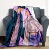 "Romantic Purple Hair Hoodie Set: Trendy Couple Outfit"Blanket Lightweight Flannel Throw Blanket for Sofa, Bed, Travel, Camping, Livingroom,