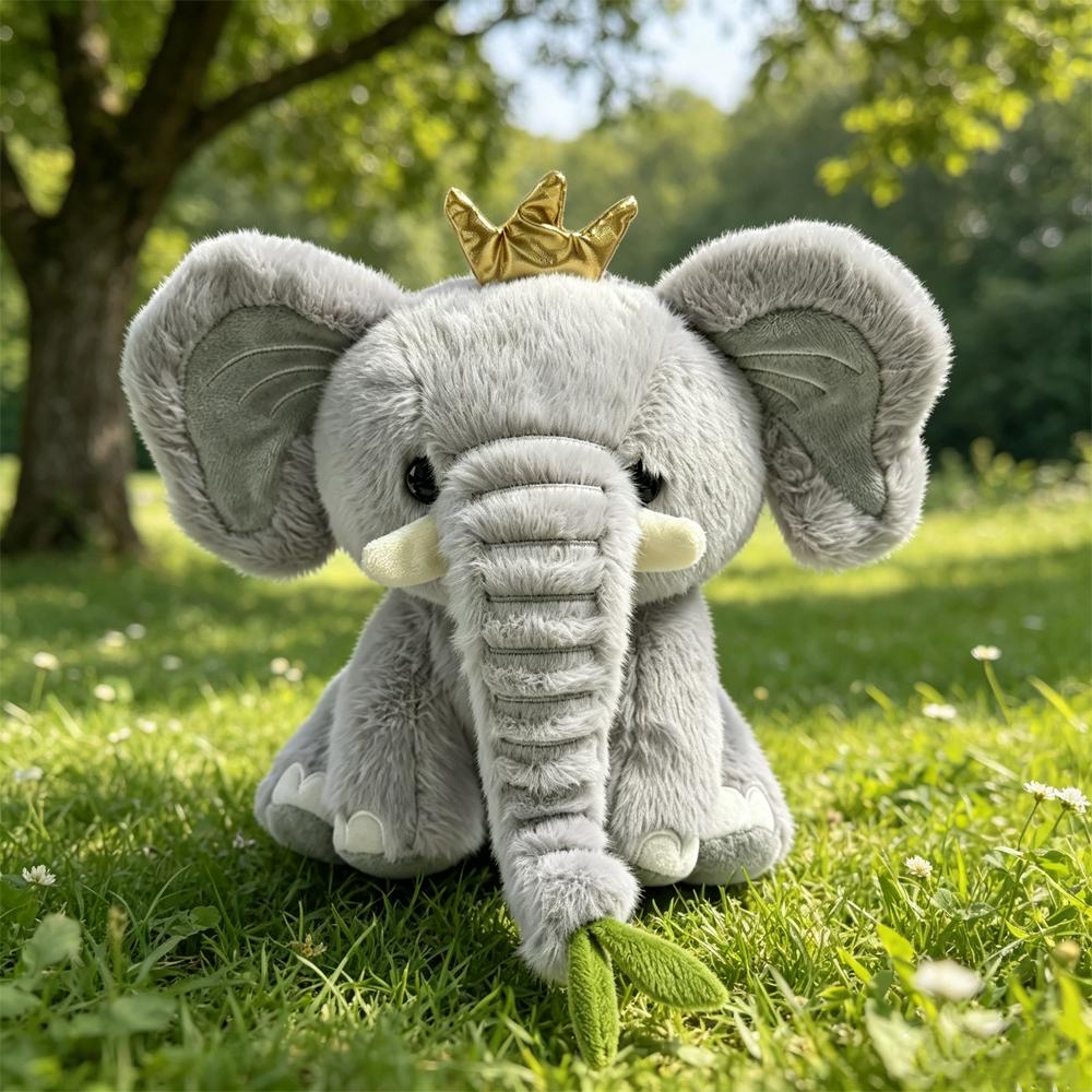 23cm Süßes Neues Krone Grauer Elefant Plüschtier Film Kuscheltiere Rosa Schleife Weibliche Elefantenpuppen Kinderspielzeug Mädchen Geburtstagsgeschenke 23cm