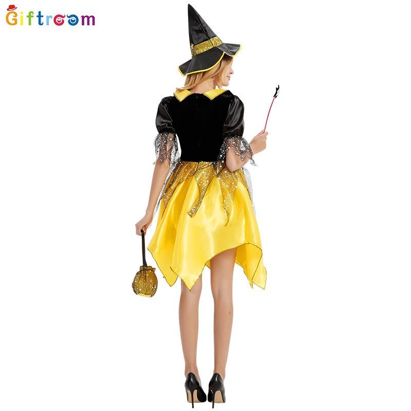 Western Carnival Adult Costume Witch Irregular Skirt Dress Set Holiday Party Witch Show Costume