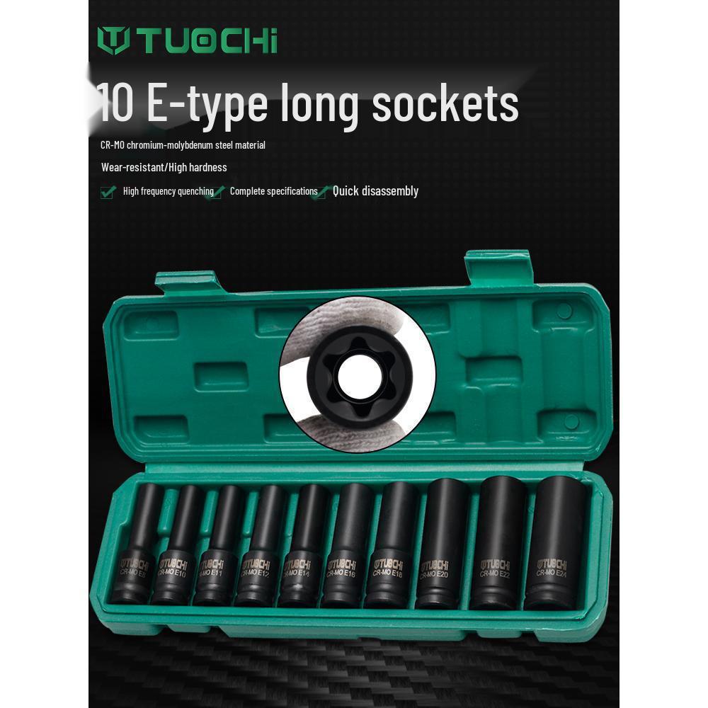 19-teiliges verlängertes E-Typ Torx-Steckschlüsselsatz mit 1/2-Zoll-Antrieb und Innenverzahnung