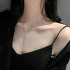 Elegant Korean-Style Titanium Steel Necklace with 'Love' Letter Tassel for Women