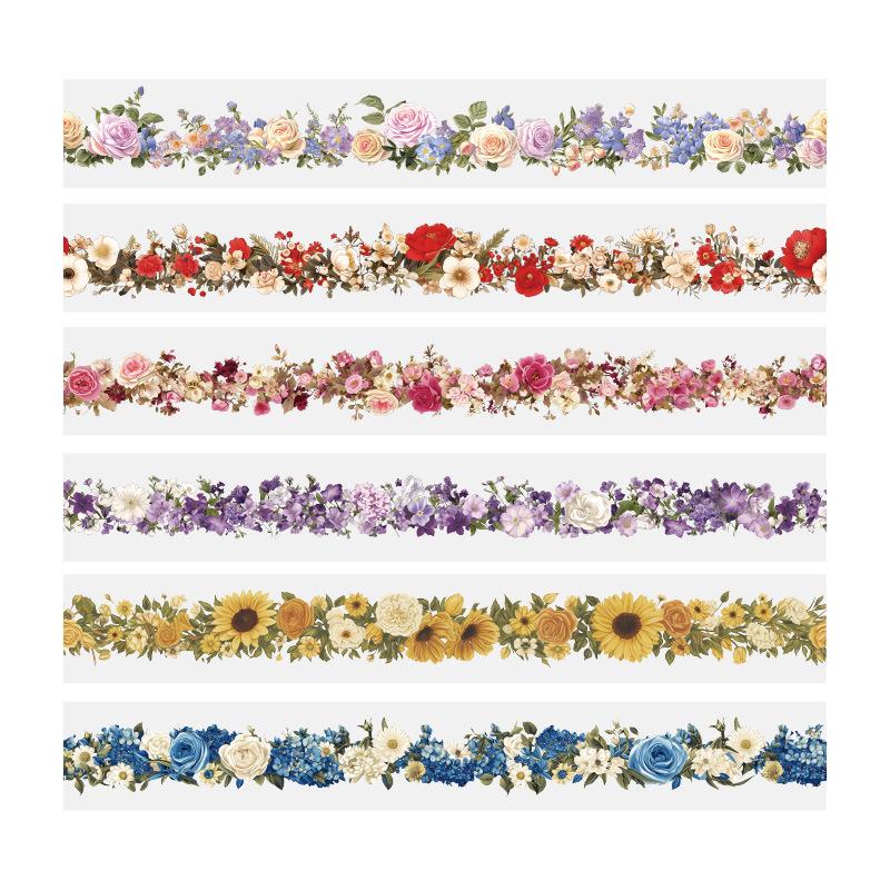 Dream Flower Fairy Tale Washi Tape Roll - Floral Decorative Stickers for Children's Journals