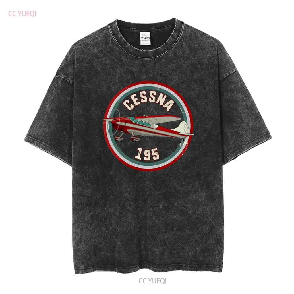 Cessna 195 Airplane T Shirt long or short sleeves vintage Washed fashion graphic Versatile Casual Top For Everyday Wear