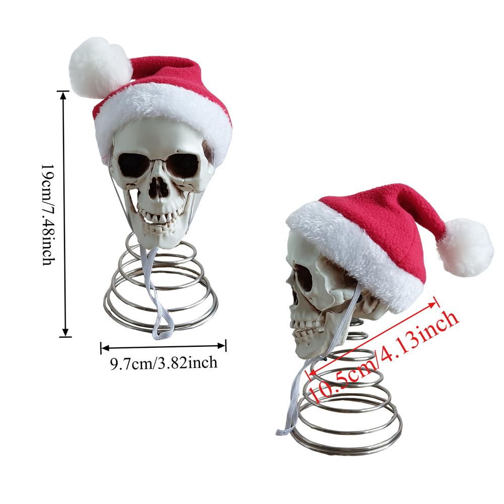 Topo de Árvore de Natal de 5 polegadas Caveira Com Chapéu de Papai Noel Ornamento de Caveira Plástica para Feriados Xmas Ornamento de Caveira Colorida Navidad Decoração