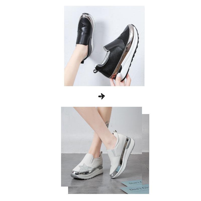 Cross-border large-size one-pedal lazy shoes fashionable rhinestone muffin thick-soled casual inner height-increasing single shoes