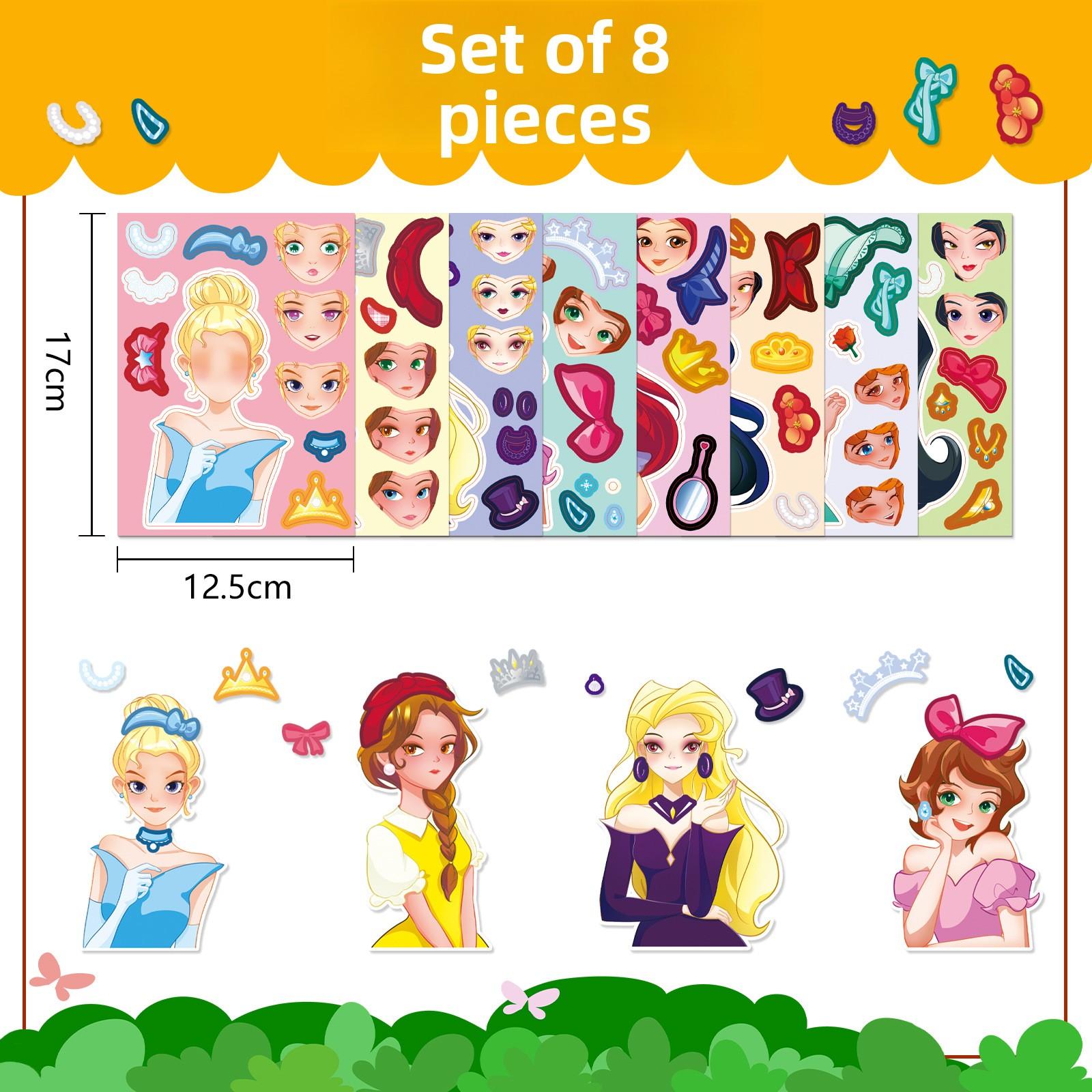 

Оригінальний Мультяшний Дитячий Набір Пазлів-Наклейок Зворотне Обличчя Принцеси Милий