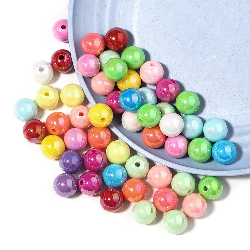 8 10 12 14 16mm Acrylic Round Beads Colorful Glossy Loose Spacer Beads For Handmade Bracelet Making DIY Jewelry Accessories