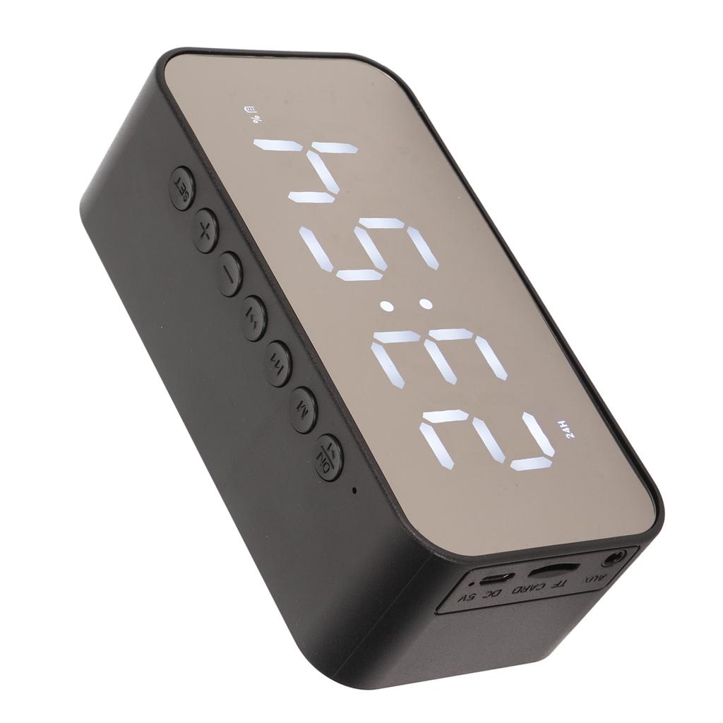 Wireless Speaker Stereo Sound Noise Cancelling Temperature Display Voice Broadcast FM Radio Mirror Alarm Clock