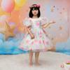 2024 New European & American Girls' Puff Sleeve Floral Mesh Tulle Princess Dress
