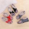 Women's Plush Cotton Flat Shoes - Ethnic Embroidered Style for Middle-aged and Elderly