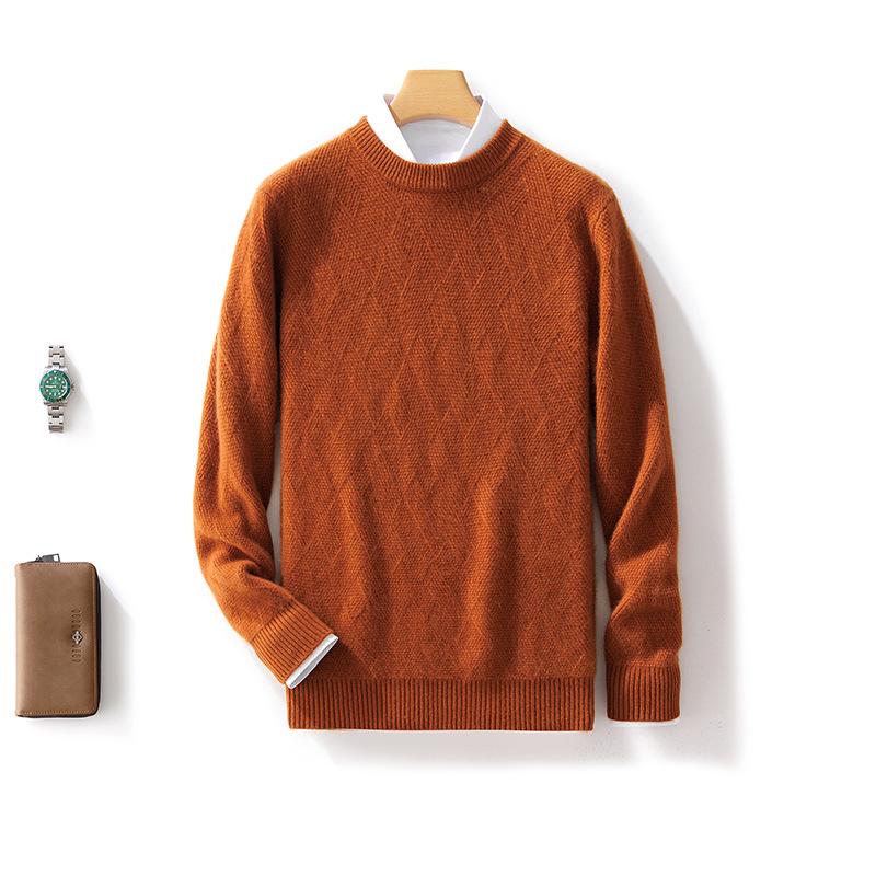 

Thickened Men s Cardigan Round Neck Pullover Thickened Sweater Large Size Loose Casual Cashmere Knitted Base Shirt M