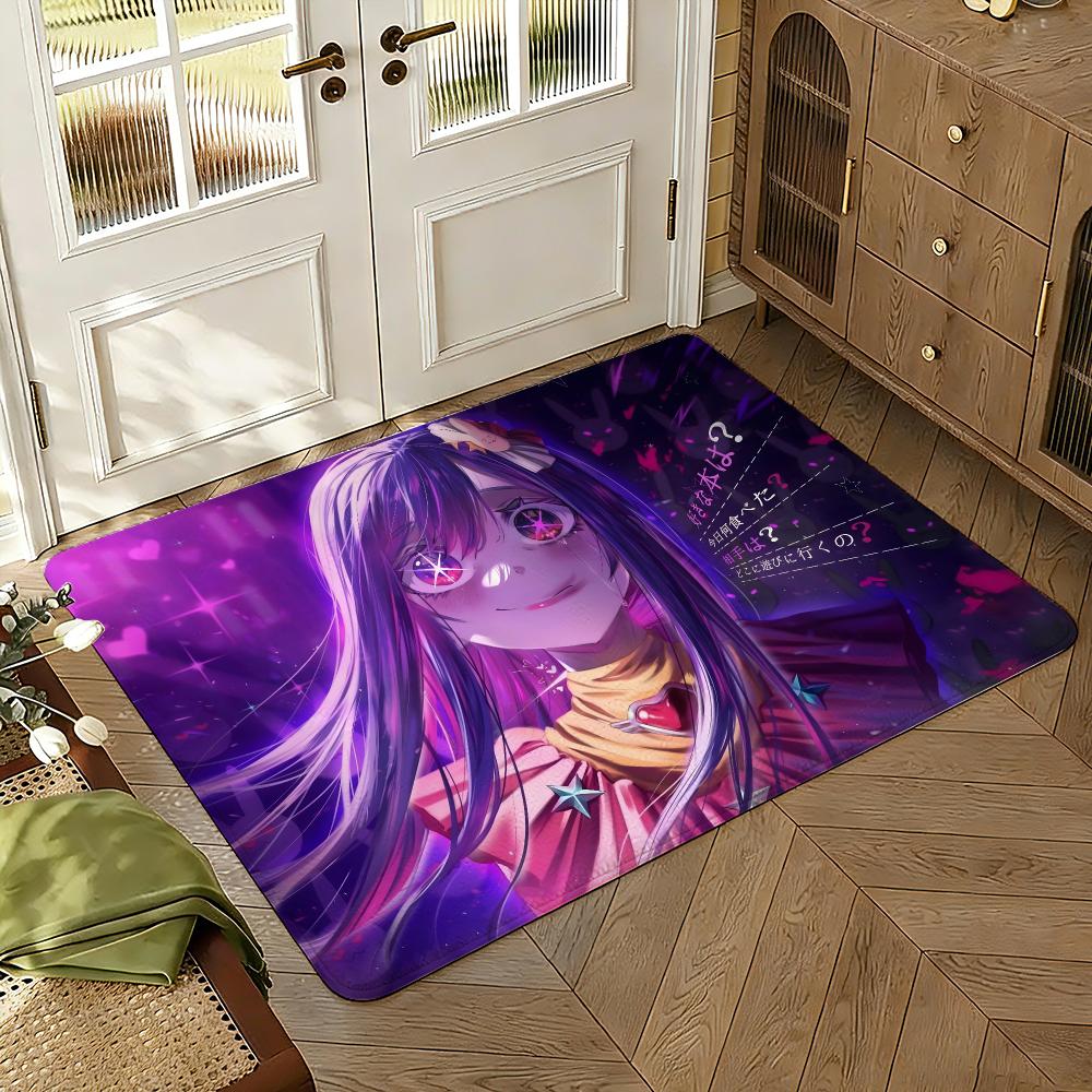 Oshi No Ko Floor Mat Soft Thickened Absorbent Non-Slip Bedroom Living Room Door Mat Home Decor Flannel Rugs