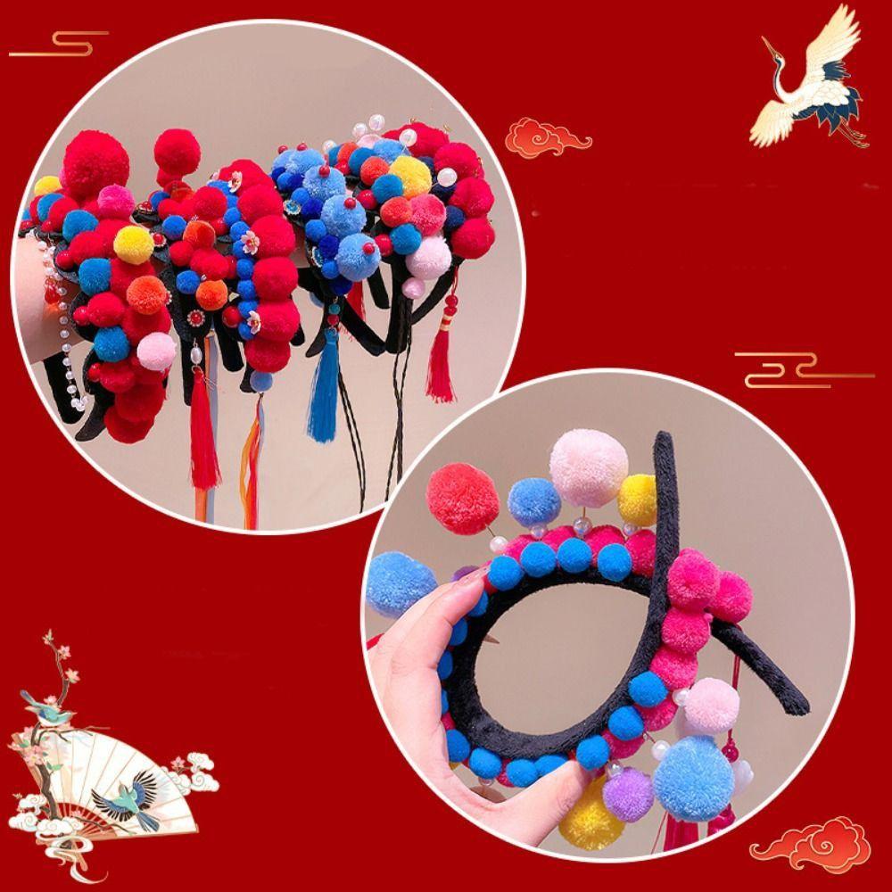 Tassel Chinese New Year Headwear Tang Suit Hair Hoop Hanfu Headwear Beijing Opera Headband  Girls