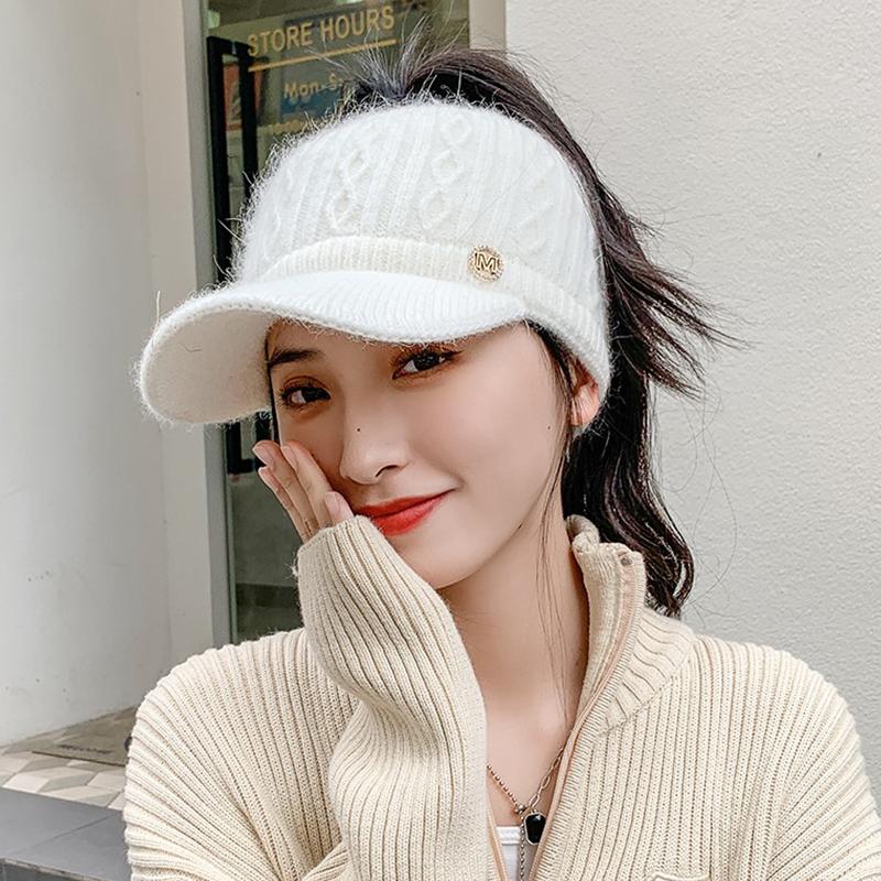 Autumn And Winter Hollow Top Hat All-Match Knitted Wool Hat Plus Velvet Thick Warm Ear Protection Hat For Women