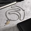 Hip Hop Shining Zircon Lightning Pendant Necklace for Men, Two-color Personality Pendant, Fashion Punk Rock Jewelry Gift