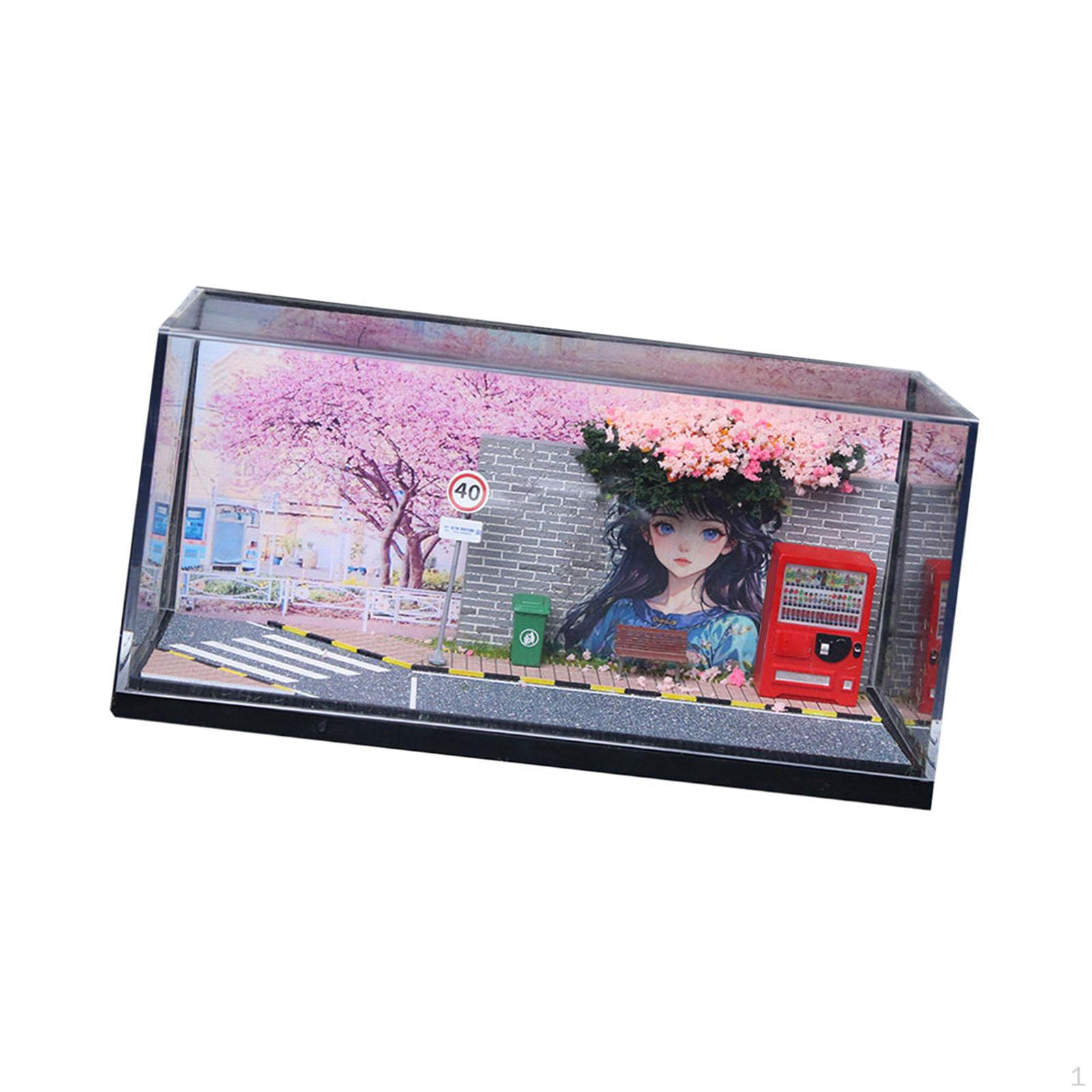 

1/64 Diorama Car Display Case for Model Storage Dustproof Sturdy Collectible Showcase Scenic