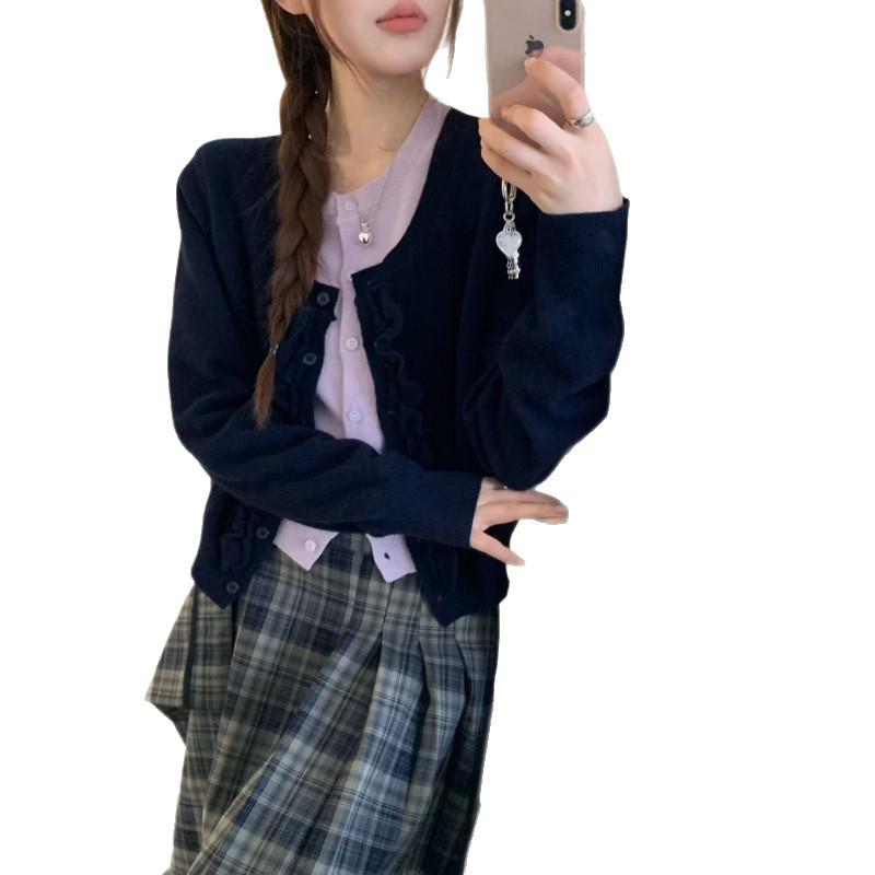 Korean Autumn Style Color-Block Omelet Egg Roll Sweater