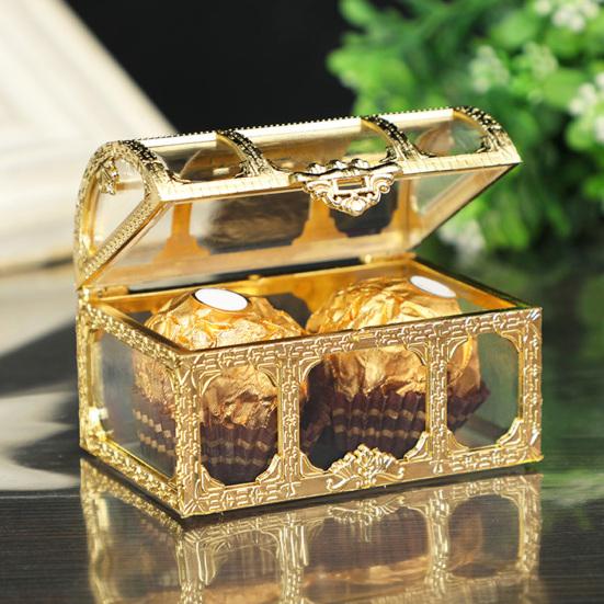 Retro Plated Candy Box Vintage Style Treasure Chest Wedding Party Sweet Container for Candies Cookies Chocolates Macarons Jewelry Small Gifts