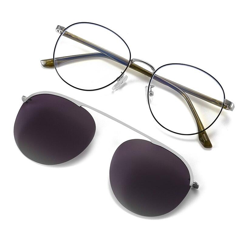 

Magnet Clip On Glasses Frame Men Women Mirror Lens Eyeglasses Small Frame Polarized Anti Blue Light Computer Glasses UV400 7007