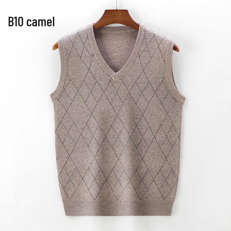 Gilet in Maglia da Uomo con Scollo a V - Spesso, Senza Maniche, Ideale per Mezza Età e Anziani, Perfetto per Autunno e Inverno