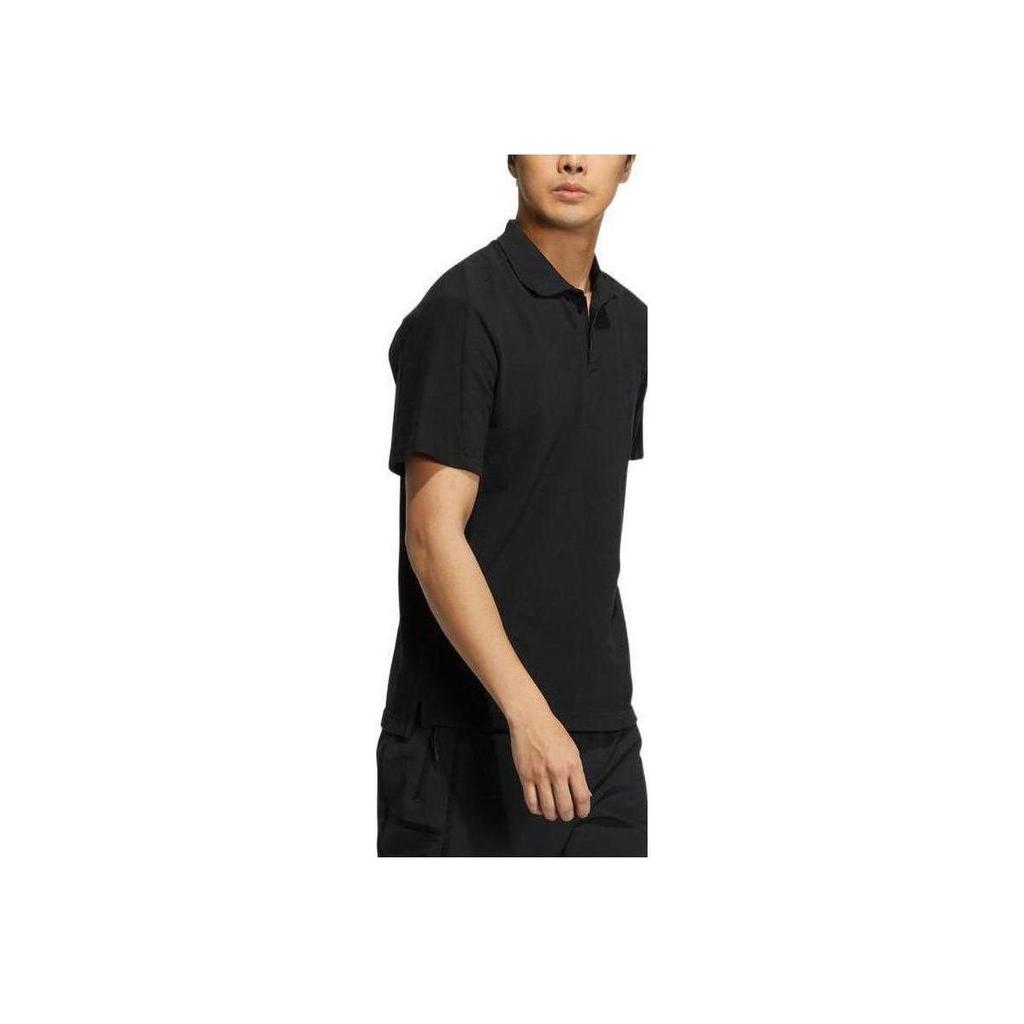 Adidas Pure Color Casual Mini-Logo Print Short Sleeve Polo Shirt Men Tops Black HM2952