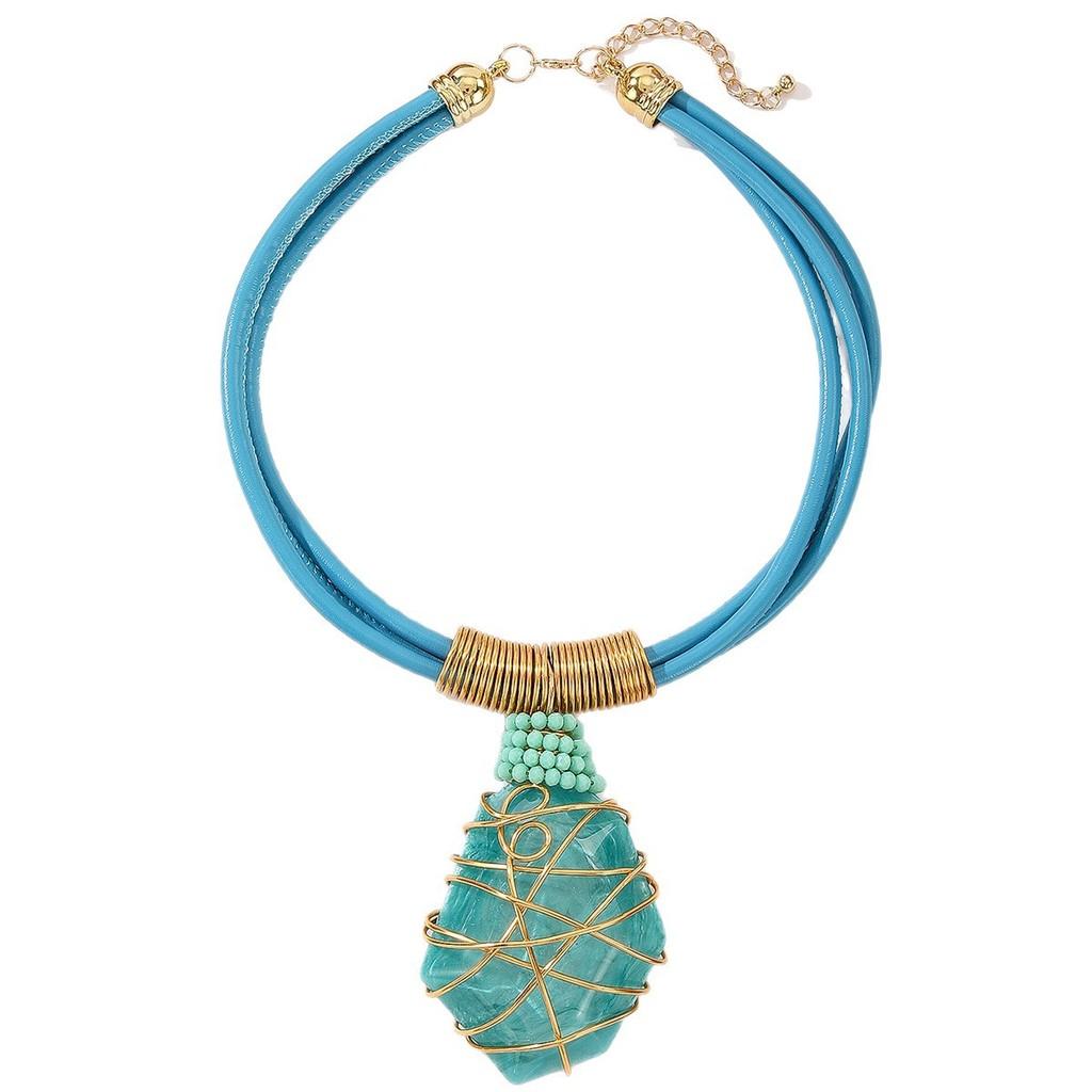 Necklace Resin Geometric Earrings Set Sparkling Big Gems Summer Fashion Style