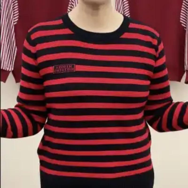 Spring Autumn Tops for Women Middle-aged and Elderly Women Clothing Plus Fat Fashionable and Versatile Base Shirt Thin Sweater