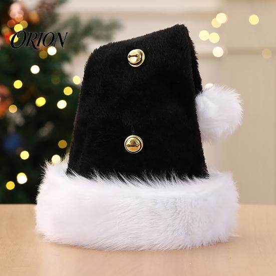 Christmas Plush Hat with Bells, Santa Pompom, Festive Costume Accessory Unisex Jingle Bell for Adults, Holiday Party Headpiece