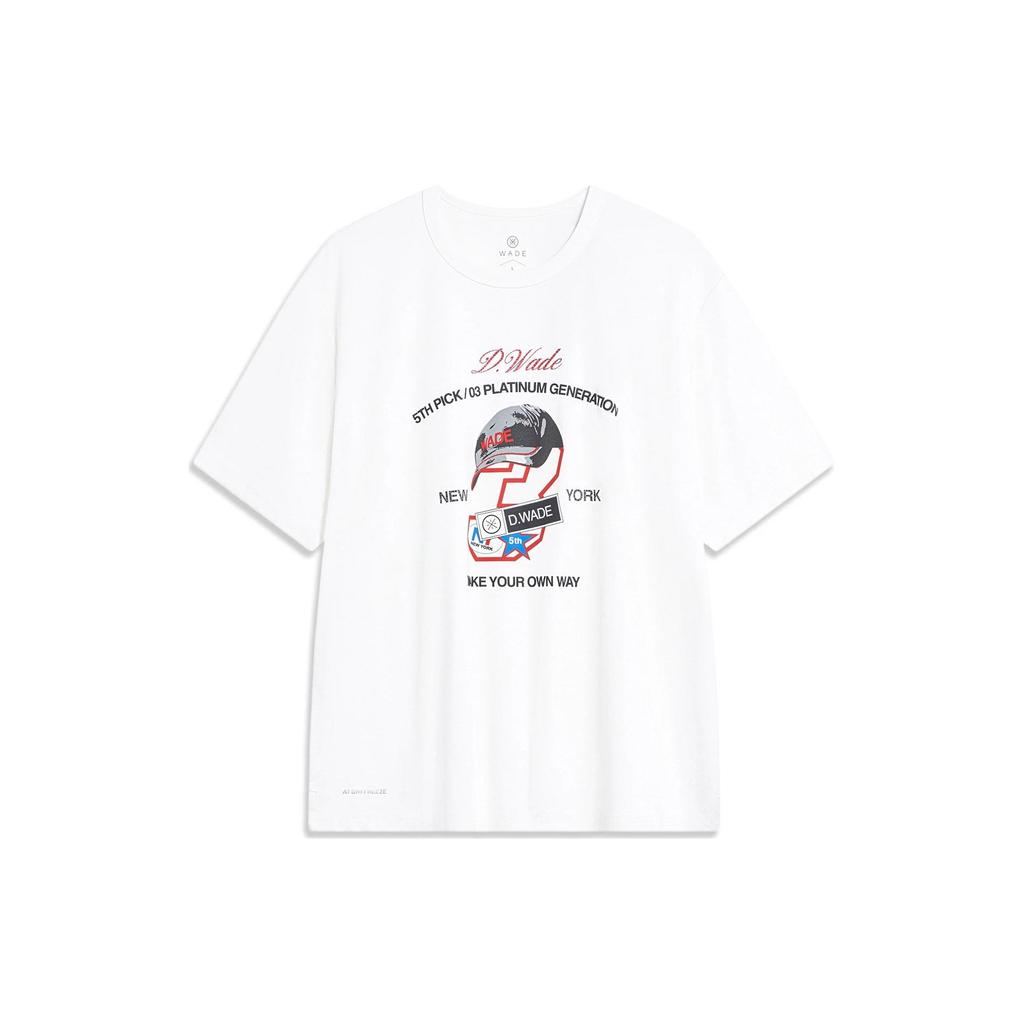 Li-Ning Wade Series Letters Print Icy Sensation Loose Short Sleeve T-Shirt Unisex Tops Milk-White AHST531-2