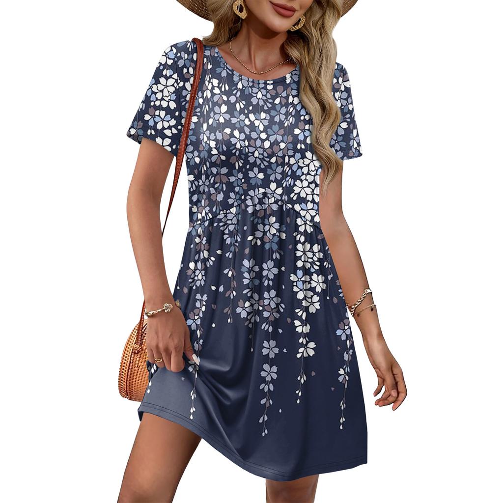 Dresses For Women Short Sleeve O Neck Casual Dresses Waist Maternity Dress With Pockets