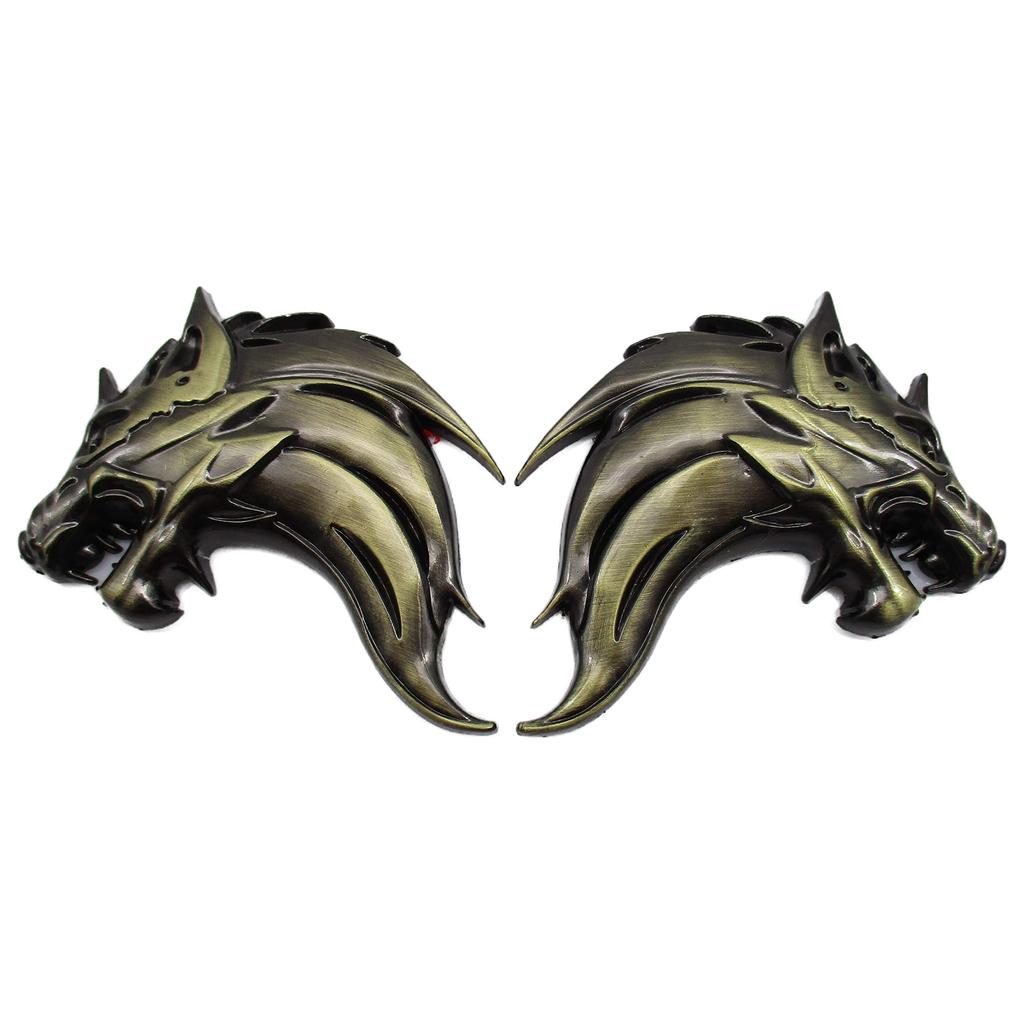 3D 3D Sticker Wolf Wolf Emblem Metal Left Right Easy to Apply Double Sided Tape (Bronze Right Facing)
