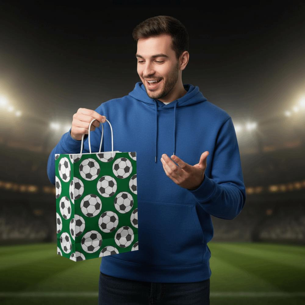 12 PCS Printed Gift Bags for Soccer Events Large Capacity Portable Football Themed Favor Bags 12Pcs/Set Lightweight
