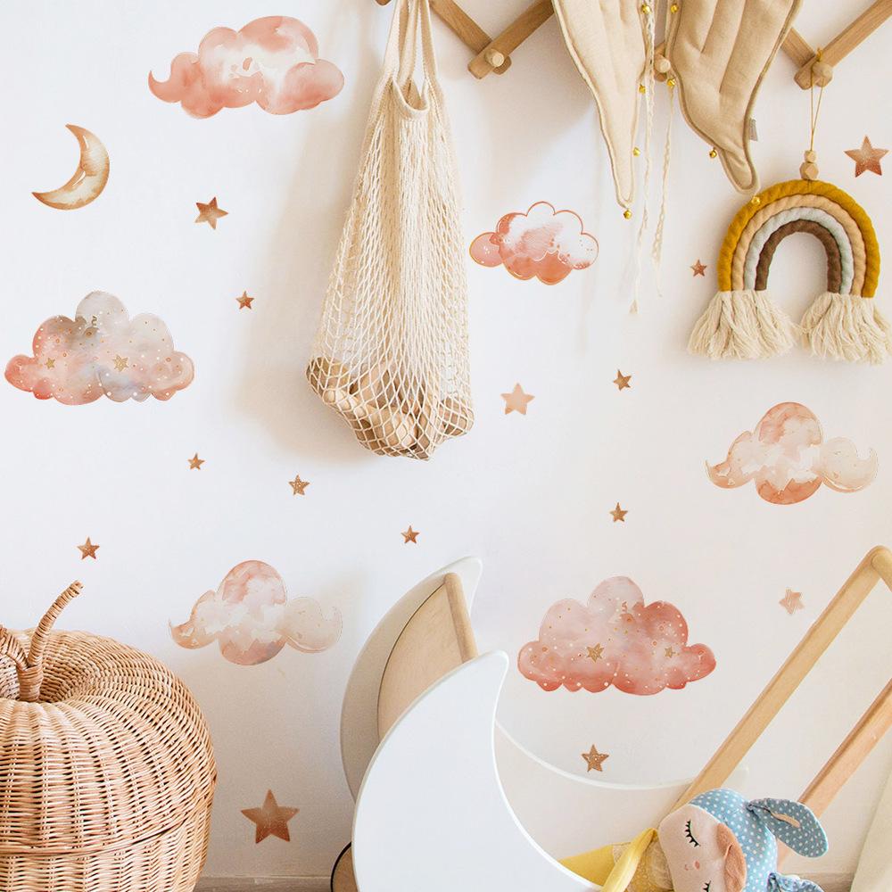 Cartoon Star Moon Cloud Wall Sticker Self-Adhesive for Kids Room Home Wall Decoration