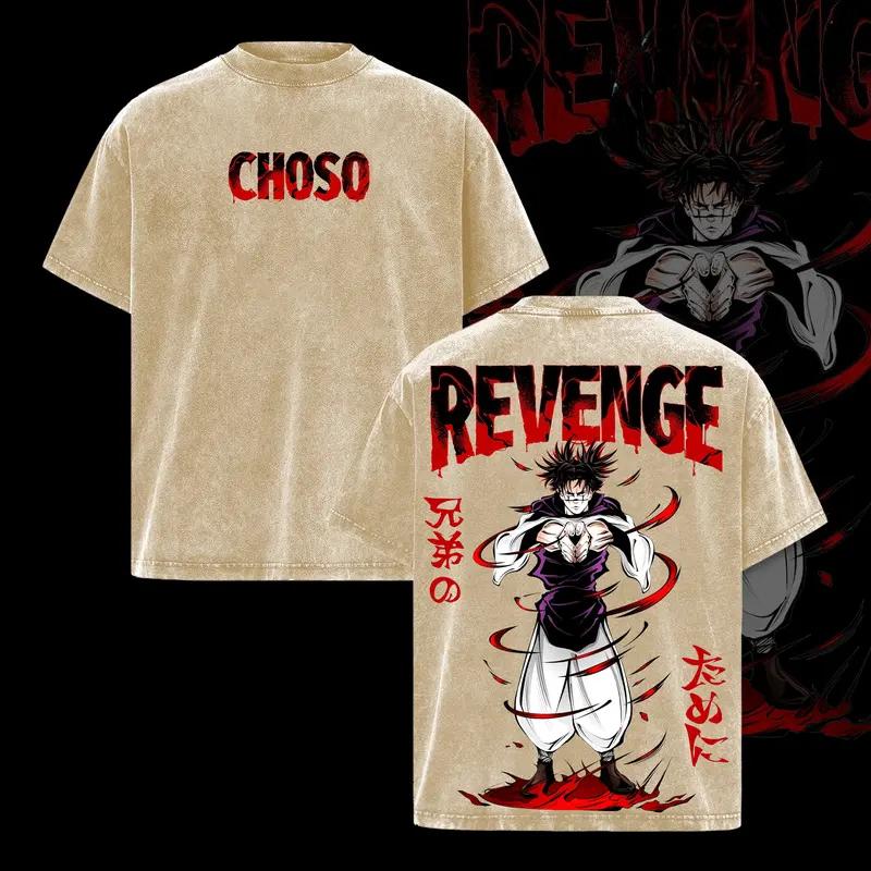 

Anime Jujutsu Kaisen Choso Graphic T Shirt Men Women Casual Clothing Oversized Tshirt Vintage Washed Cotton Tee Harajuku T-shirt XXL коричневий