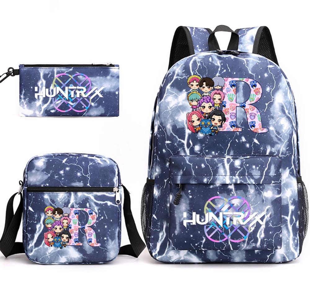 3Pcs/set 26 English Letter Printed Large Capacity Bookbag Backpack with Shoulder Bag Pencil Case for Teenager Student Boy Girl School Bag Kid Gift