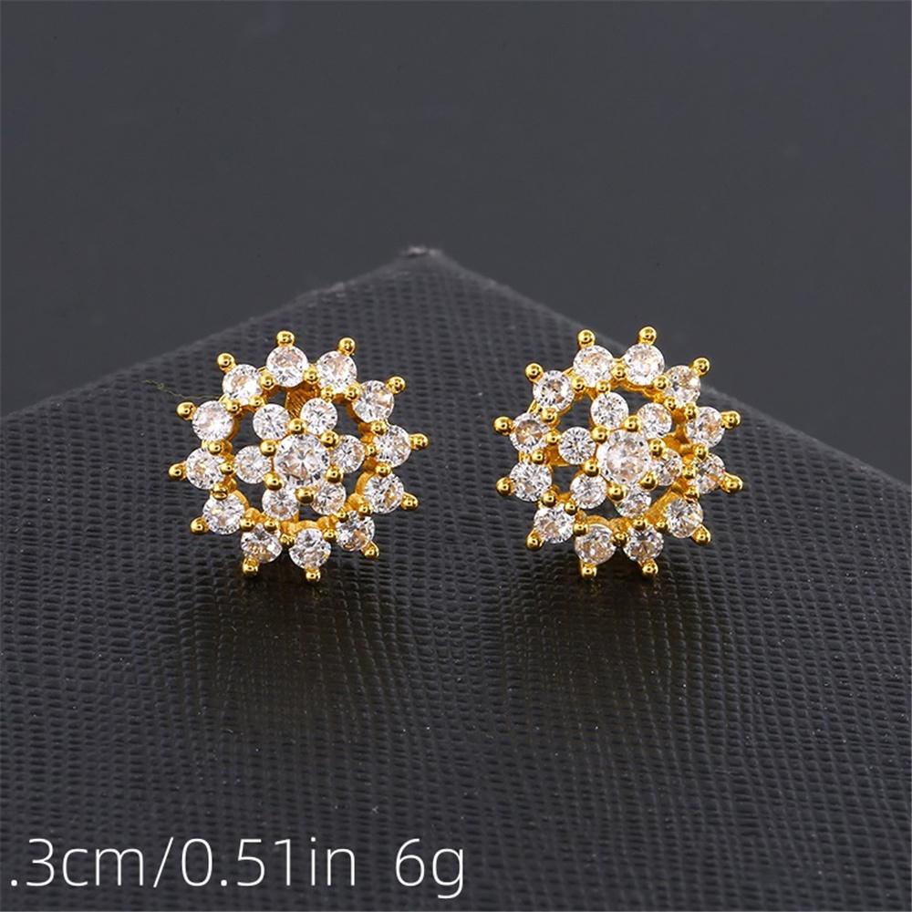 Elegant Female White Zircon Earring Charm Silver Gold Color Flower Stud Earrings For Women Vintage Wedding Jewelry