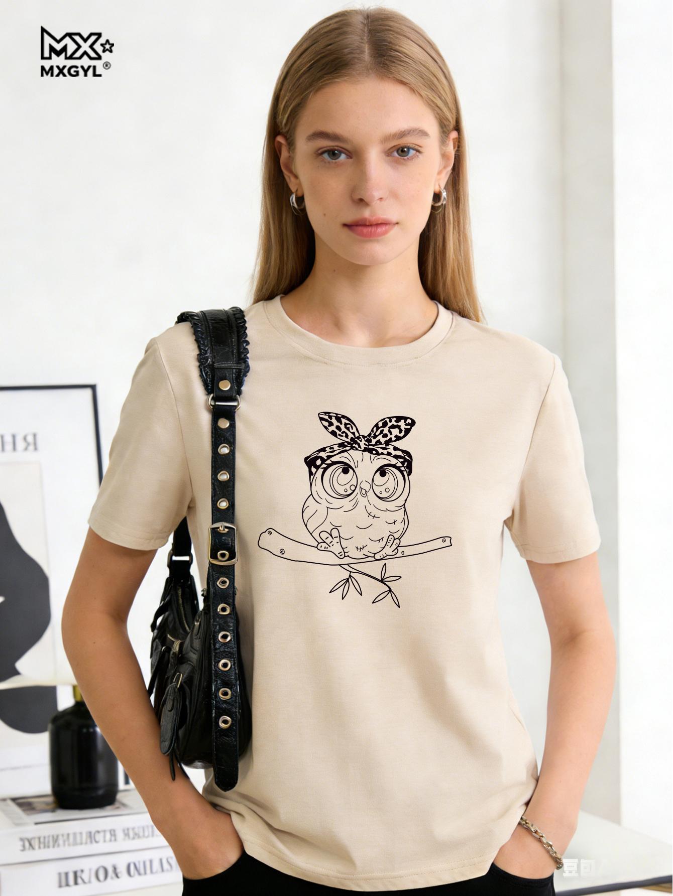 

Cute Owl Shirt Teen Graphic Women Retro Vintage Anime Gothic T-shirt Comfortable Harajuku Kawaii Colorful Psychedelic 5xl