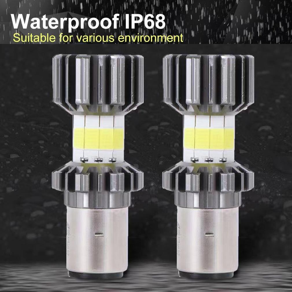 H4 LED Moto H6 BA20D LED Motorcycle Headlight Bulbs 8 Sides COB White 6000K Hi Lo Lamp Scooter Accessories Fog Lights 12V