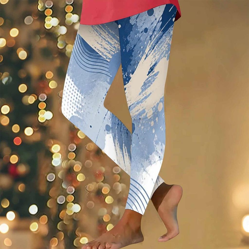 Women Plus Size High Waist Full Length Colorful Geometric Printed Yoga Leggings