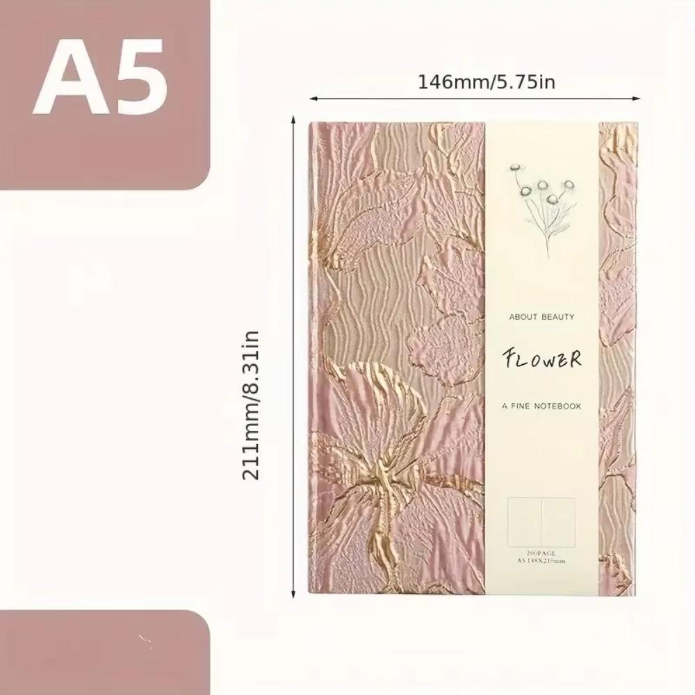 Embossed Lily Hand Account Book A5 Notepad Creative Hardcover Notebook  Student Stationery