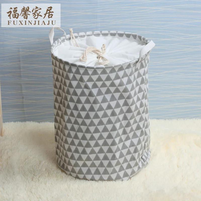 New Fashion Print Laundry Basket with Drawstring Lining Portable Foldable Storage Bag Hamper for Kids Toys Dirty Clothes Basket